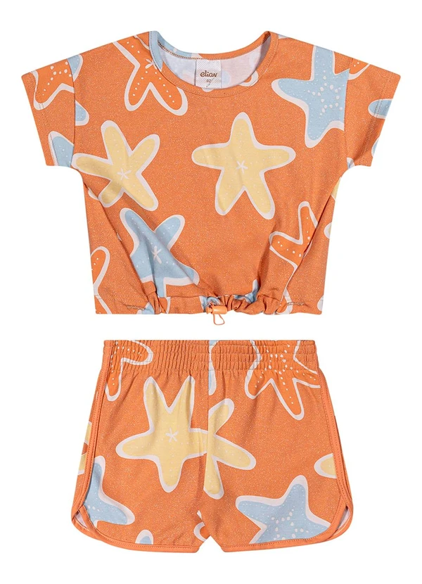 Elian - Conjunto Infantil Menina Estrela-Do-Mar Laranja