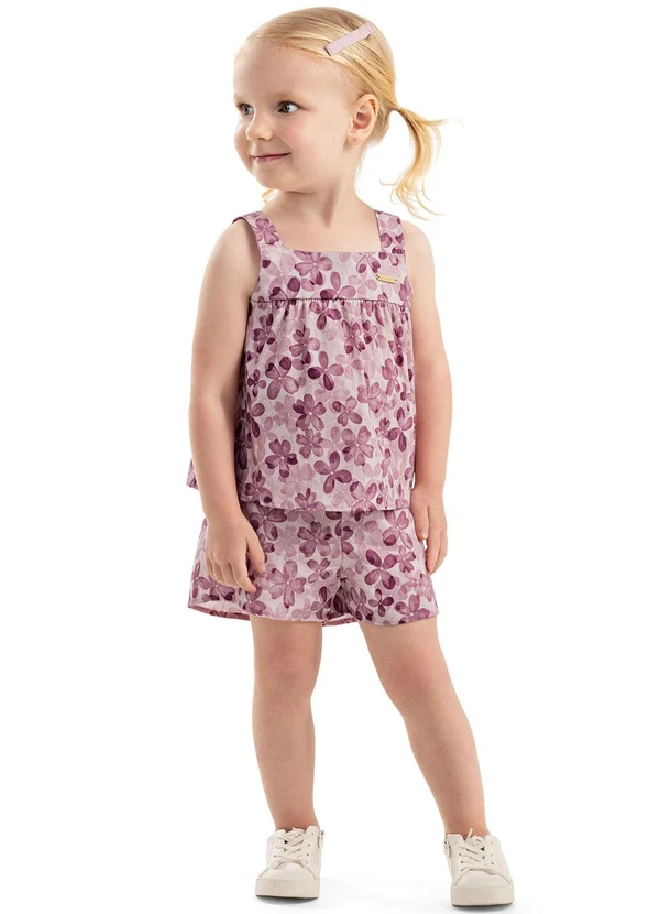 Colorittá - Conjunto Infantil Menina Floral Alças Rosa 1