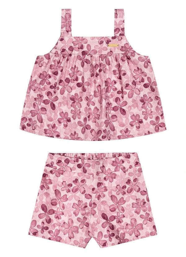 Colorittá - Conjunto Infantil Menina Floral Alças Rosa 2