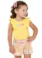 Elian - Conjunto Infantil Menina Floral Babados Rosa - variação: Amarelo
