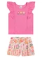 Elian - Conjunto Infantil Menina Floral Babados Rosa - variação: Rosa