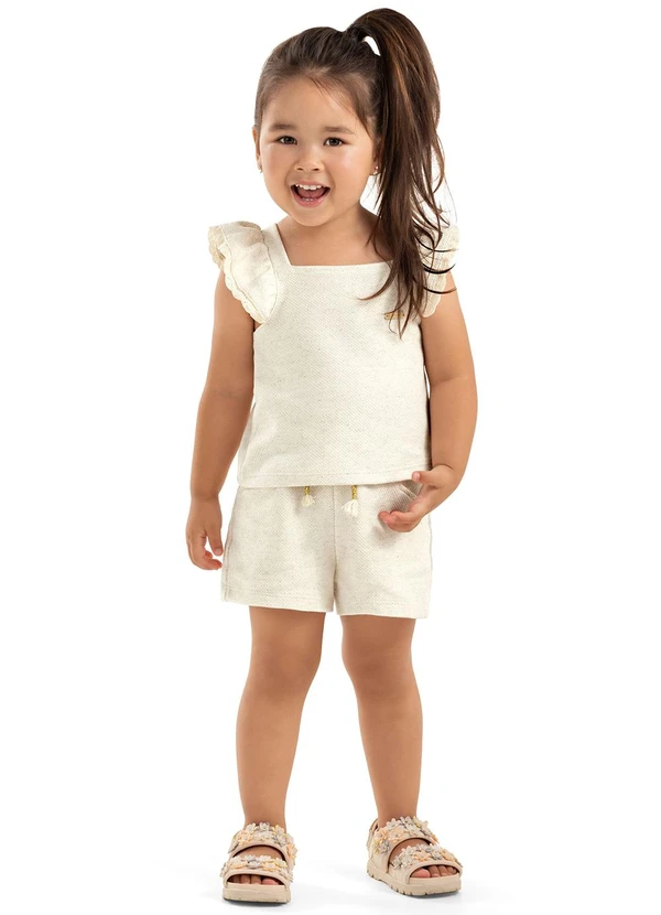 Colorittá - Conjunto Infantil Menina Linho Bege