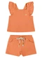 Colorittá - Conjunto Infantil Menina Linho Bege - variação: Laranja