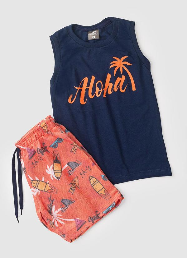 Rosa Azul - Conjunto Infantil Menino Aloha Kangulu Azul