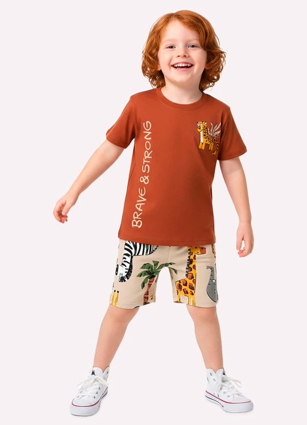 Kyly - Conjunto Infantil Menino Animais Laranja