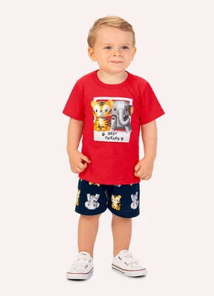 Kyly - Conjunto Infantil Menino Animais Vermelho - KYLY