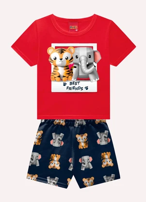 Kyly - Conjunto Infantil Menino Animais Vermelho - KYLY