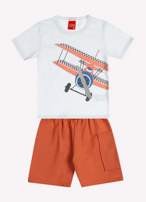 Kyly - Conjunto Infantil Menino Avião Branco - KYLY