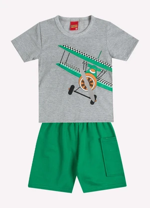 Kyly - Conjunto Infantil Menino Avião Cinza - KYLY