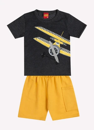 Kyly - Conjunto Infantil Menino Avião Cinza - KYLY