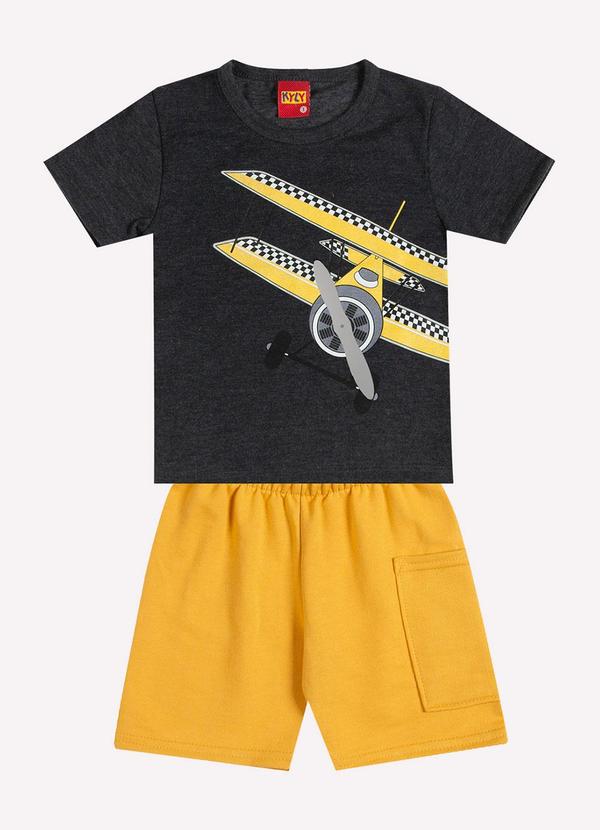 Kyly - Conjunto Infantil Menino Avião Cinza