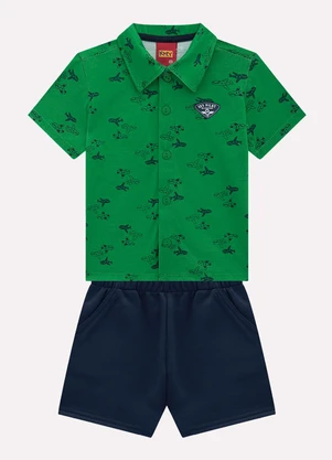 Kyly - Conjunto Infantil Menino Aviões Verde - KYLY