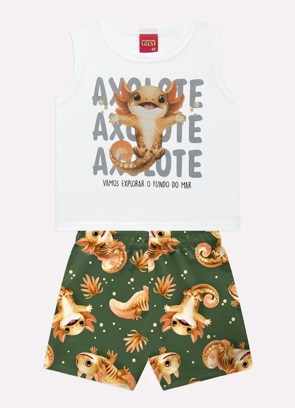 Kyly - Conjunto Infantil Menino Axolote Branco