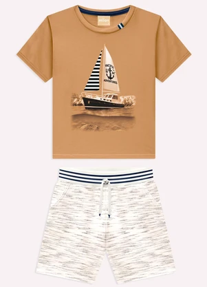 Milon - Conjunto Infantil Menino Barco Marrom - MILON