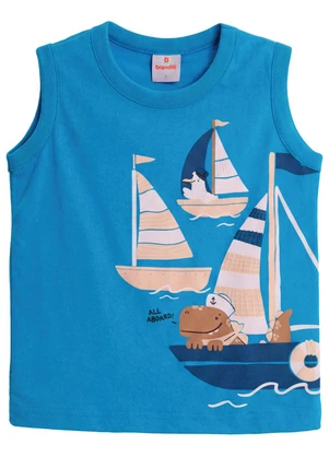 Brandili - Conjunto Infantil Menino Barco Puff Azul - BRANDILI