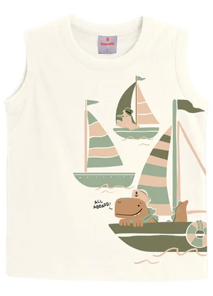 Brandili - Conjunto Infantil Menino Barco Puff Bege - BRANDILI