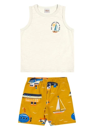 Elian - Conjunto Infantil Menino Barcos Bege - ELIAN