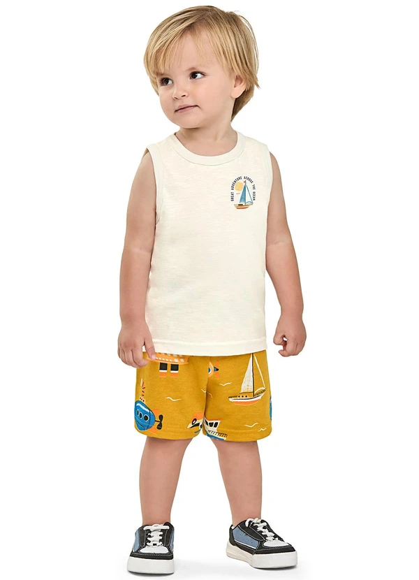 Elian - Conjunto Infantil Menino Barcos Bege