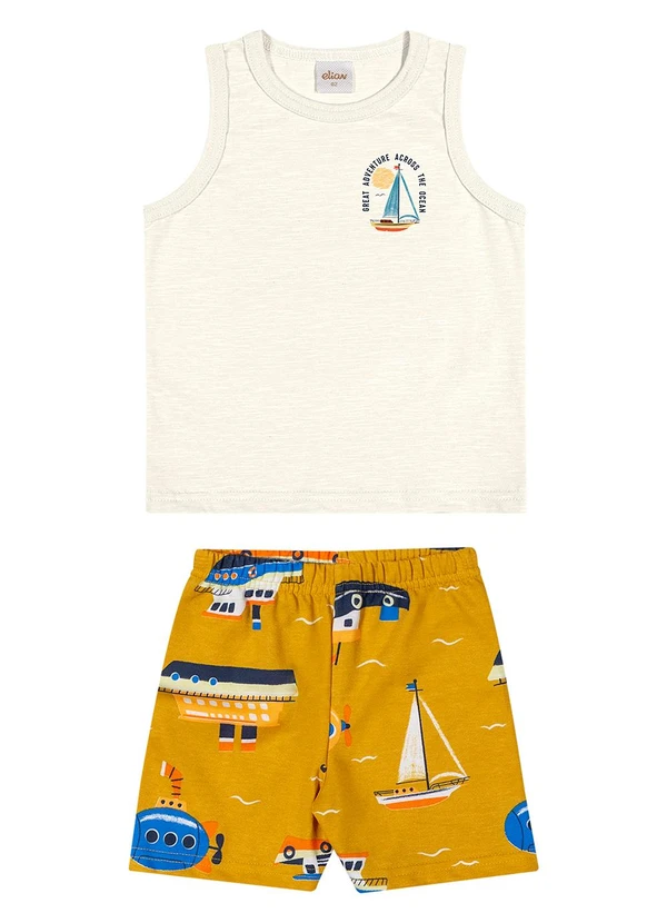 Elian - Conjunto Infantil Menino Barcos Bege 2