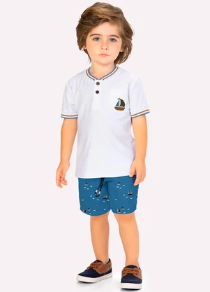 Milon - Conjunto Infantil Menino Barquinho Branco - MILON