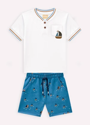 Milon - Conjunto Infantil Menino Barquinho Branco - MILON
