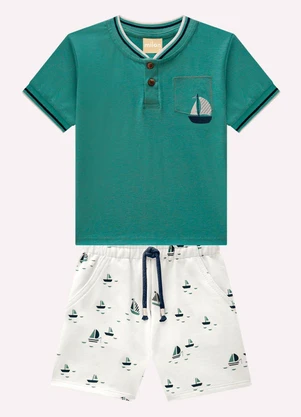 Milon - Conjunto Infantil Menino Barquinho Verde - MILON