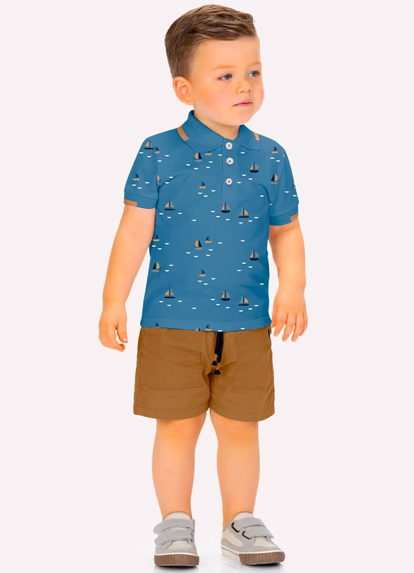Milon - Conjunto Infantil Menino Barquinhos  Azul