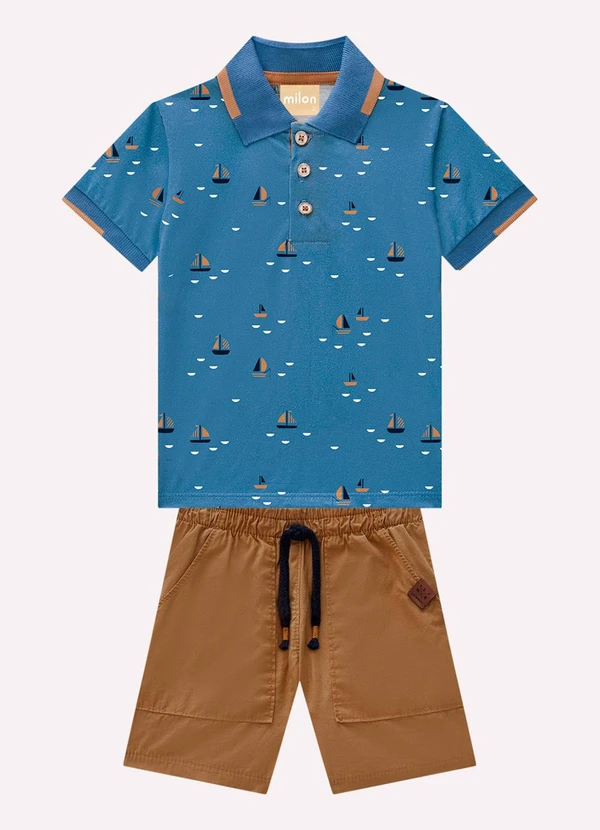 Milon - Conjunto Infantil Menino Barquinhos  Azul 2