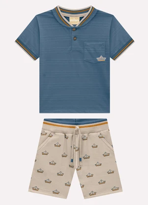 Milon - Conjunto Infantil Menino Barquinhos Azul - MILON