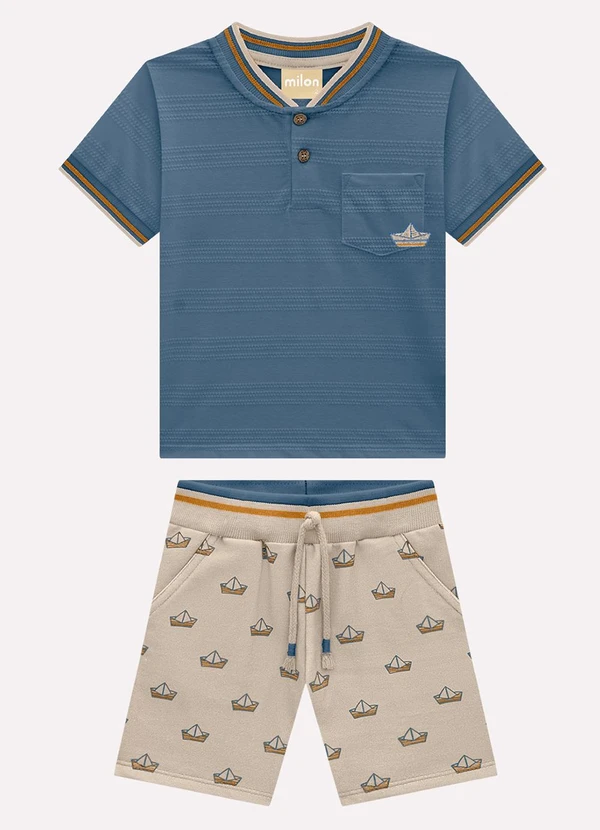 Milon - Conjunto Infantil Menino Barquinhos Azul