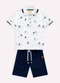 Milon - Conjunto Infantil Menino Barquinhos  Azul - variação: Branco