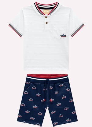 Milon - Conjunto Infantil Menino Barquinhos Branco - MILON