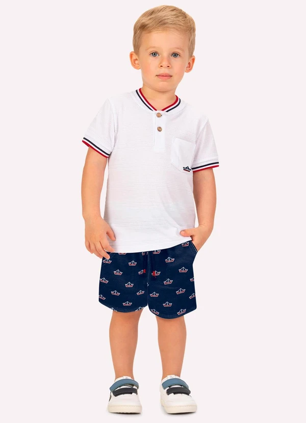 Milon - Conjunto Infantil Menino Barquinhos Branco