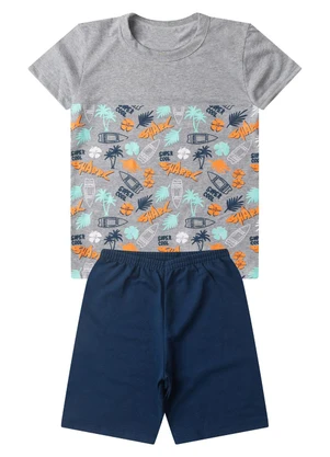 Select - Conjunto Infantil Menino Básico Curto Cinza - SELECT