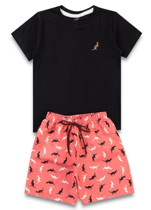 Rosa Azul - Conjunto Infantil Menino Básico Kangulu Preto - ROSA AZUL