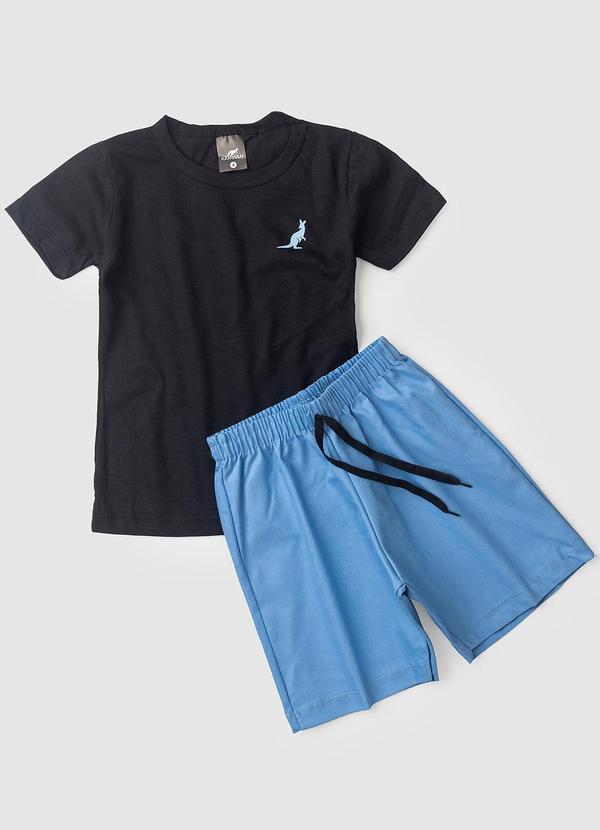 Rosa Azul - Conjunto Infantil Menino Básico Kangulu Preto