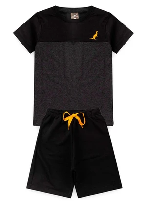 Rosa Azul - Conjunto Infantil Menino Básico Kangulu Preto - ROSA AZUL