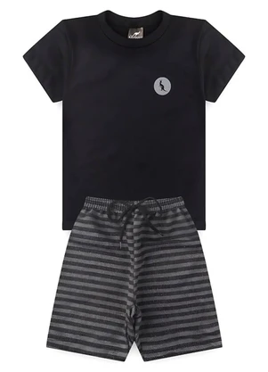 Rosa Azul - Conjunto Infantil Menino Básico Kangulu Preto - ROSA AZUL