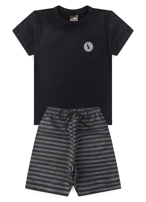 Rosa Azul - Conjunto Infantil Menino Básico Kangulu Preto