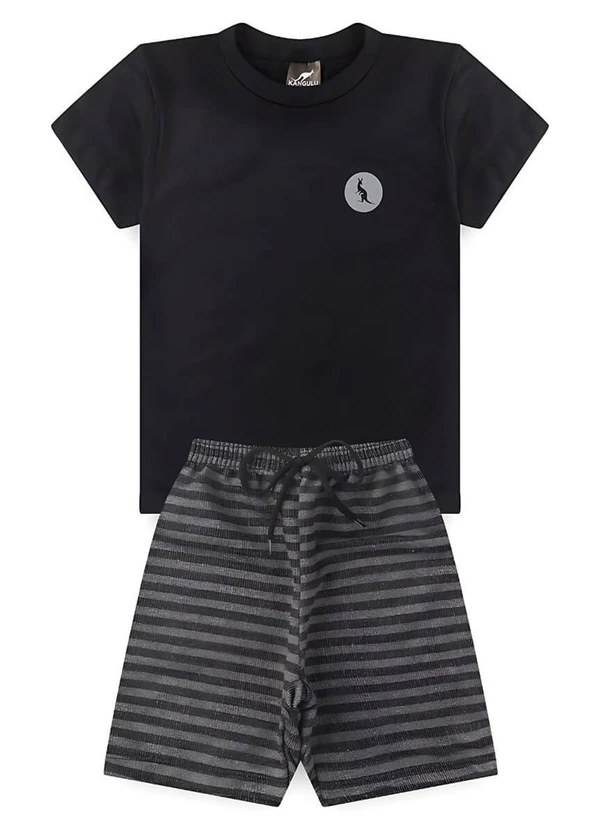 Rosa Azul - Conjunto Infantil Menino Básico Kangulu Preto