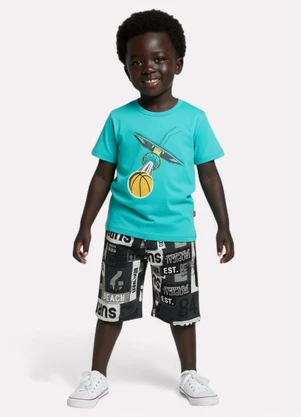 Kyly - Conjunto Infantil Menino Basquete Verde - KYLY