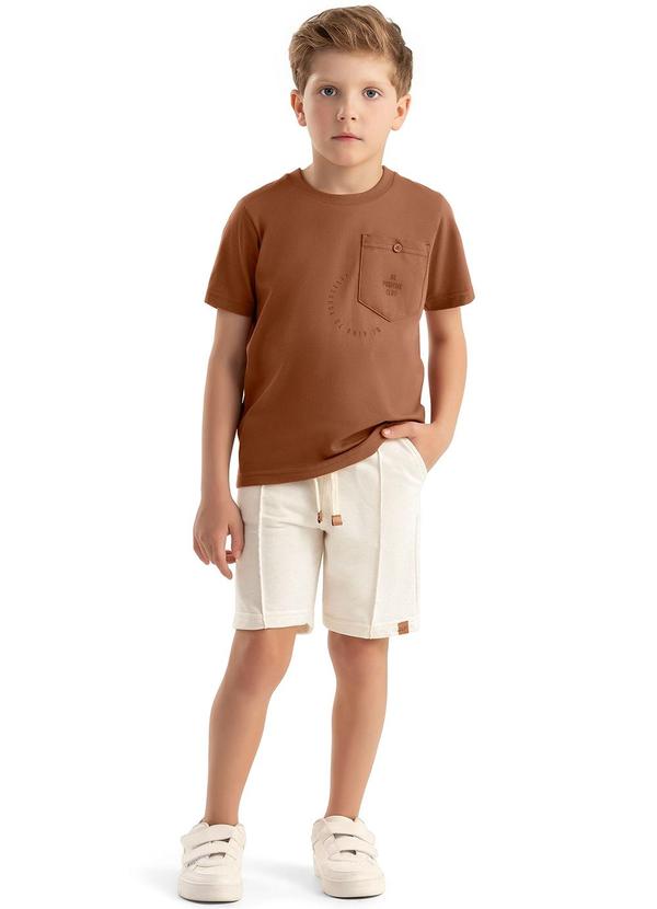 Colorittá - Conjunto Infantil Menino Bermuda Linho Marrom