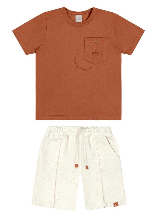 Colorittá - Conjunto Infantil Menino Bermuda Linho Marrom 4
