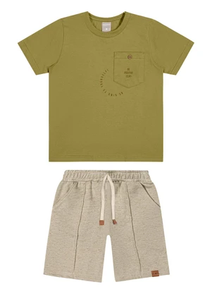 Colorittá - Conjunto Infantil Menino Bermuda Linho Verde - COLORITTÁ