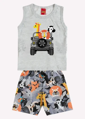 Kyly - Conjunto Infantil Menino Bichinhos Cinza - KYLY