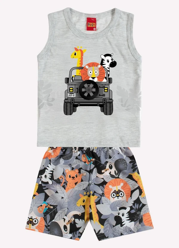 Kyly - Conjunto Infantil Menino Bichinhos Cinza
