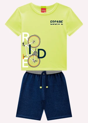 Kyly - Conjunto Infantil Menino Bicicleta Amarelo - KYLY