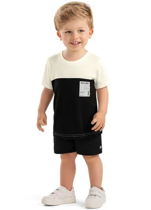 Colorittá - Conjunto Infantil Menino Bicolor Moletom Preto - COLORITTÁ