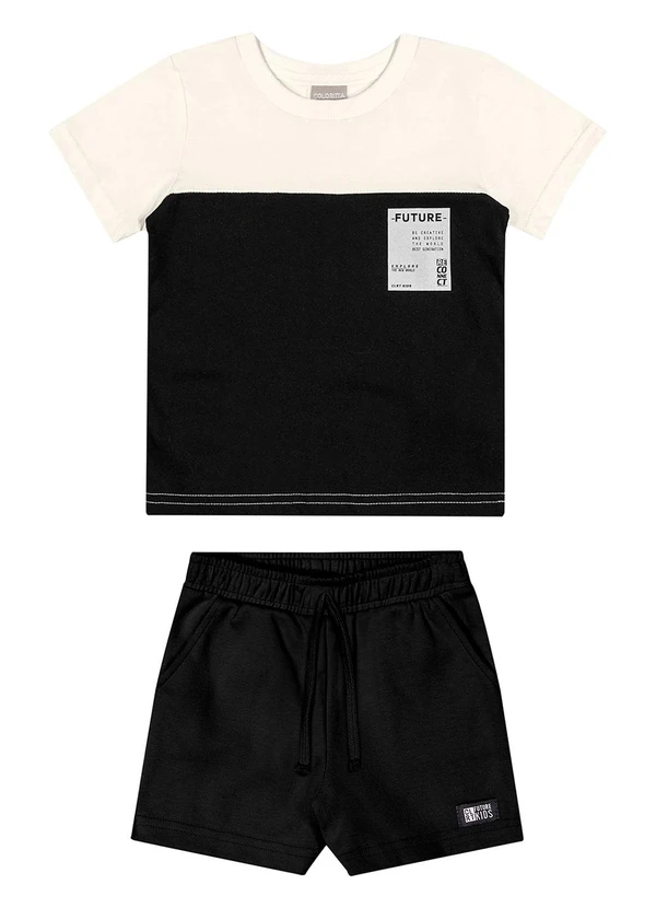 Colorittá - Conjunto Infantil Menino Bicolor Moletom Preto 2