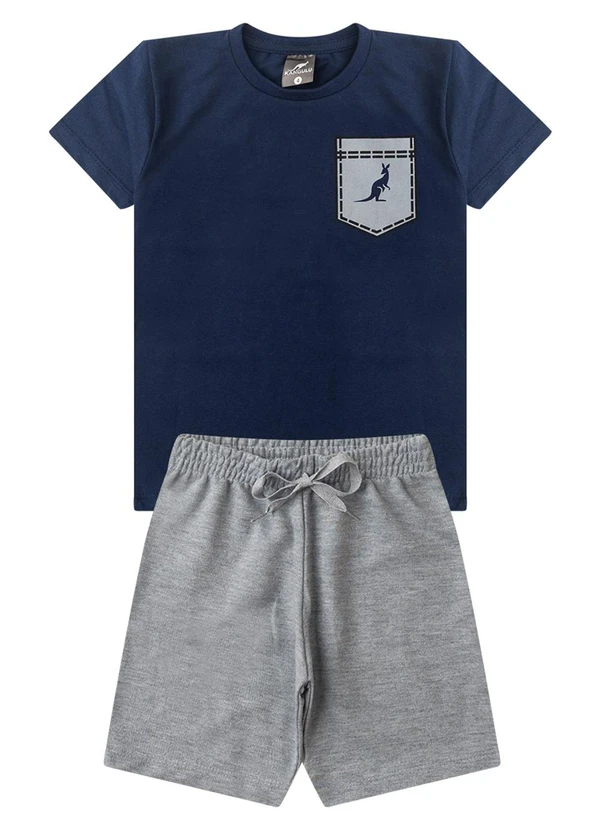 Rosa Azul - Conjunto Infantil Menino Bolso Kangulu Azul